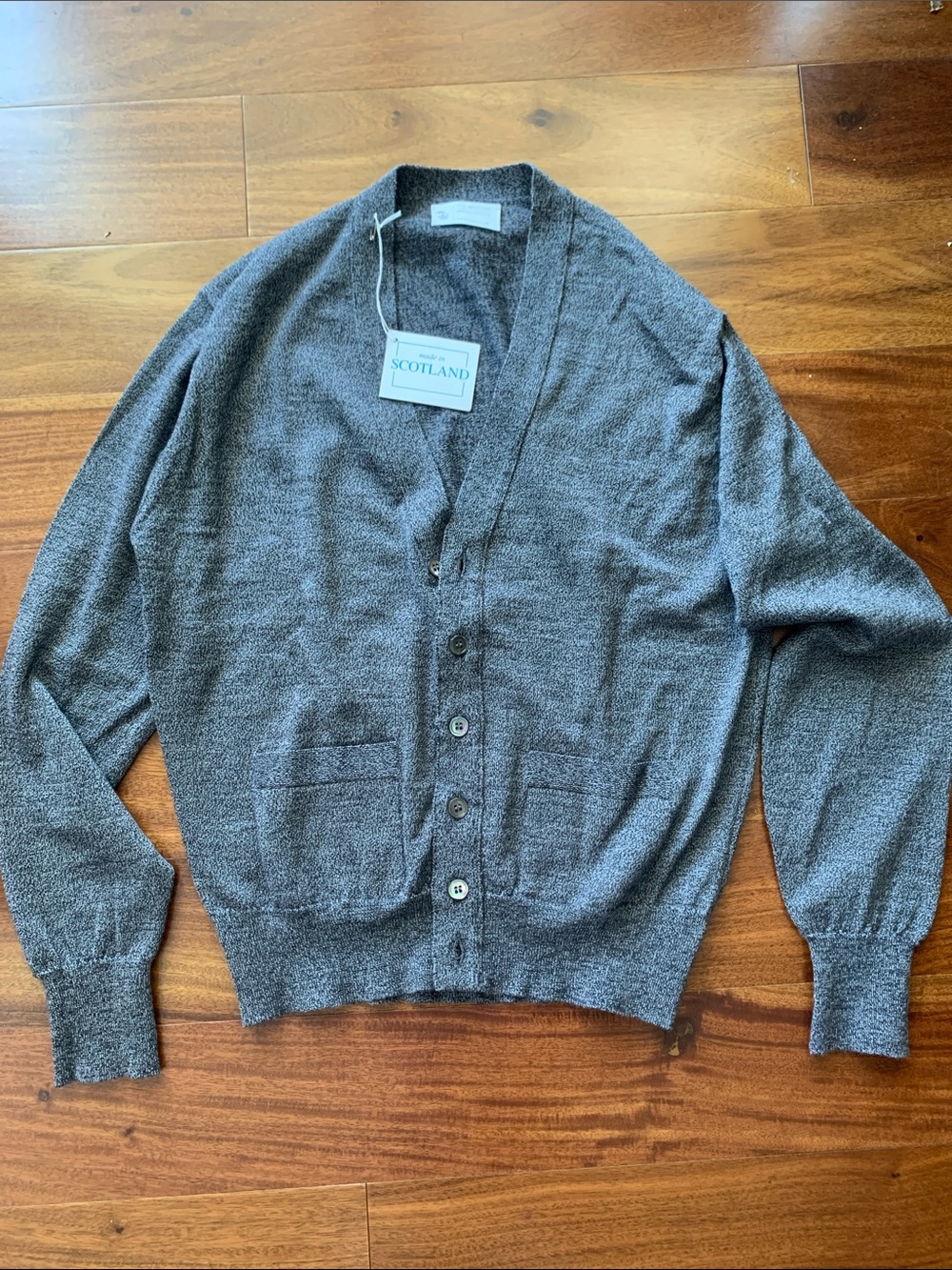 The Armoury Merino Long Sleeve Cardigan Grey 50